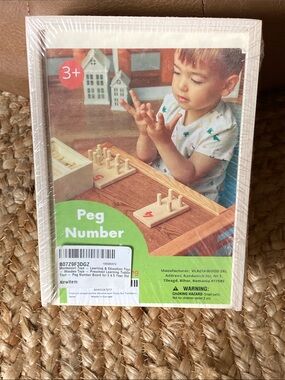 Peg Number Counting Toy - Wooden Natural Color